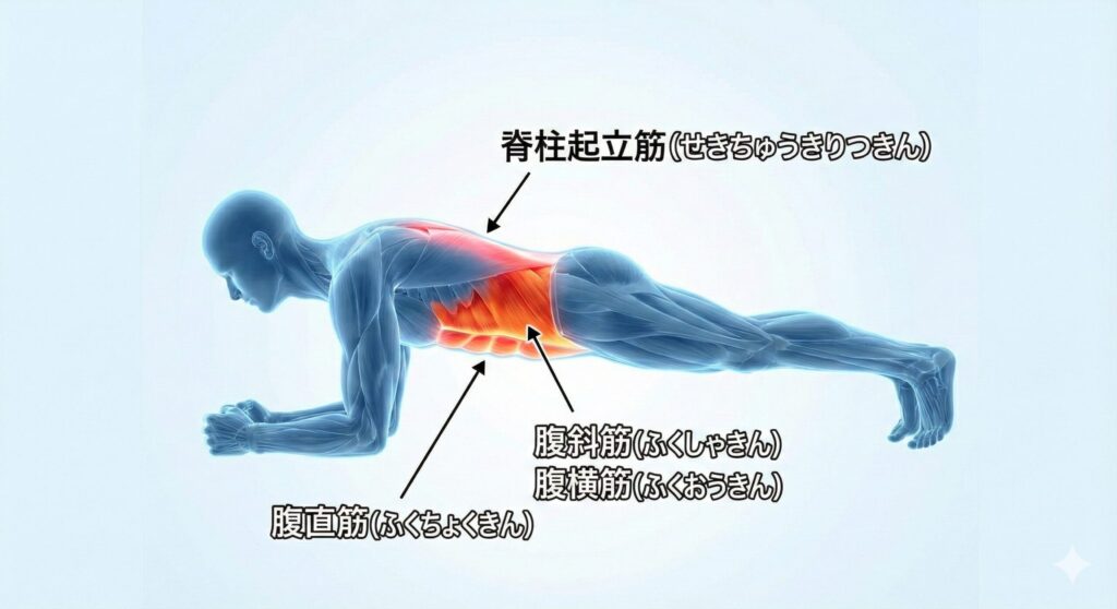 プランクで鍛えられる場所 説明画像